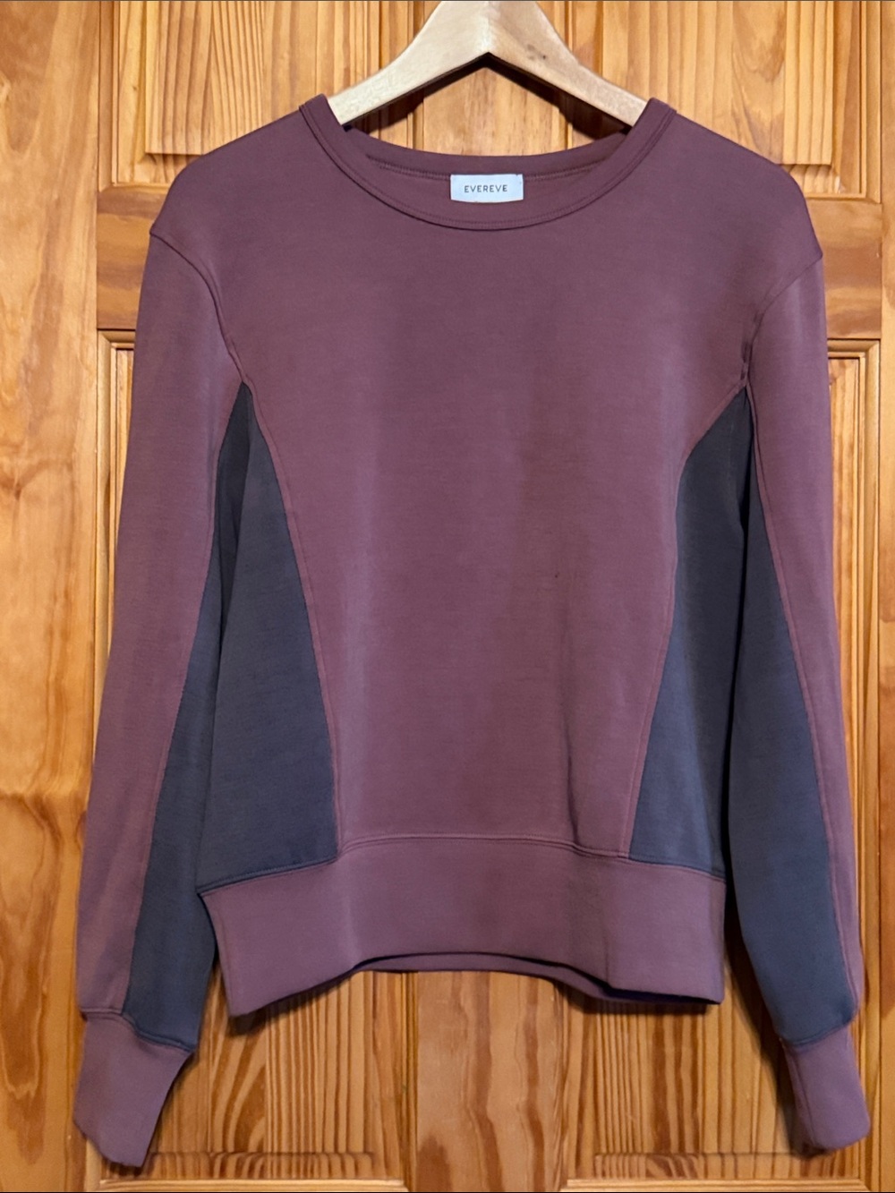 Evereve Two-Tone Mauve and Gray Crewneck Sweatshirt